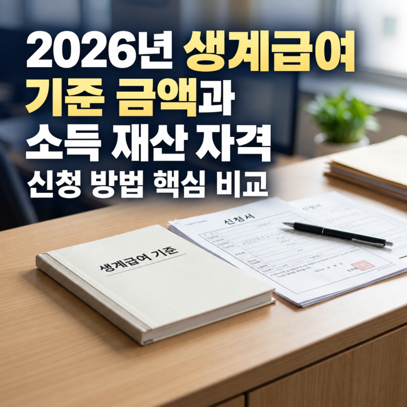 2026년 생계급여 기준 금액과 소득 재산 자격 신청 방법 핵심 비교