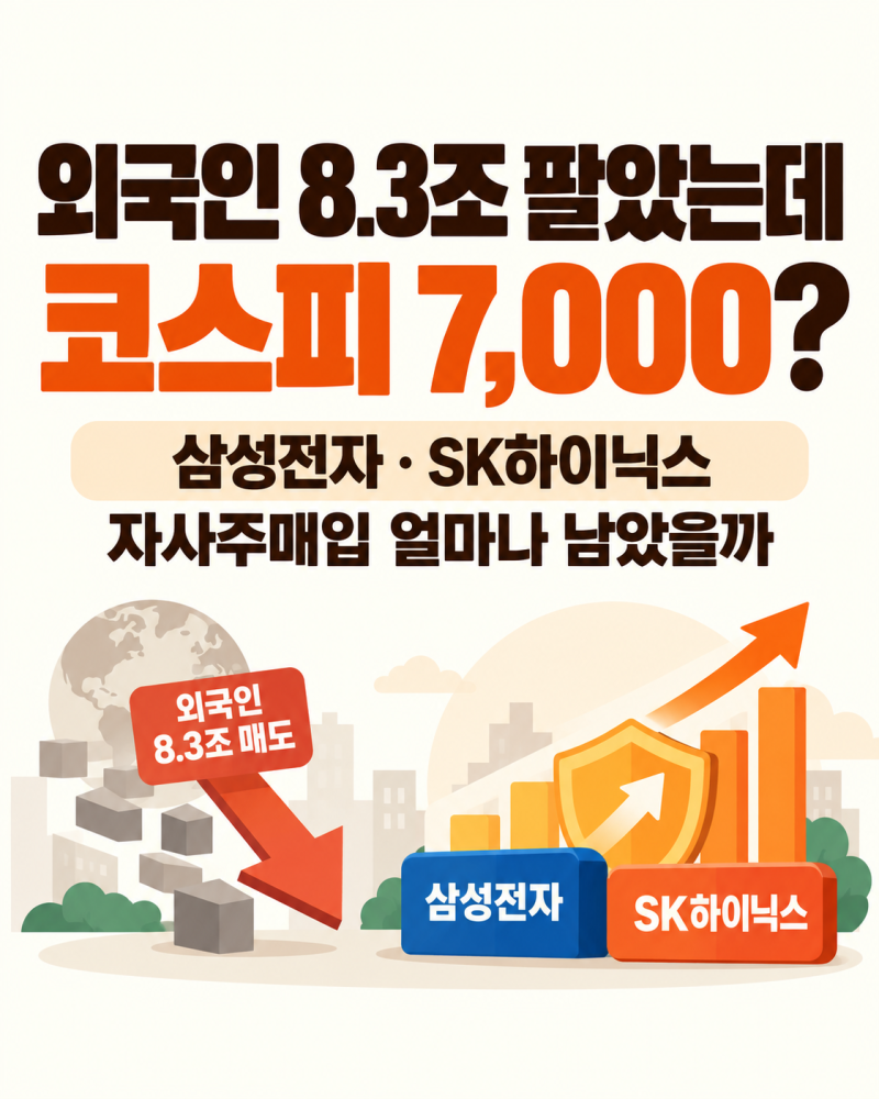 외국인 8.3조 팔았는데 코스피 7,000? 삼성전자·SK하이닉스 자사주 매입은 얼마나 남았을까?