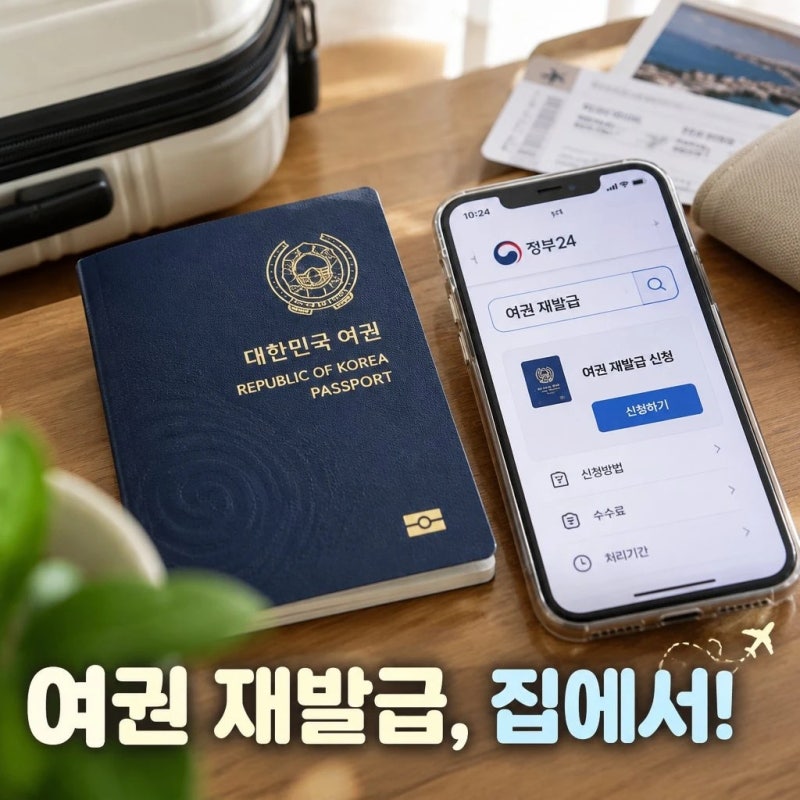 여권 재발급 온라인 신청 방법 준비물 비용 기간 (정부24 여권 연장 갱신)