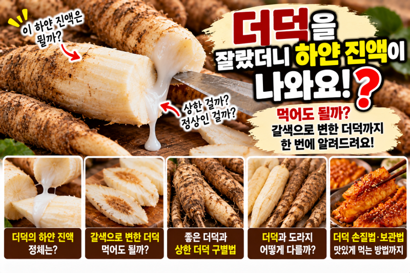 더덕을 잘랐더니 하얀 진액이 나와요, 먹어도 될까? 갈색으로 변한 더덕까지