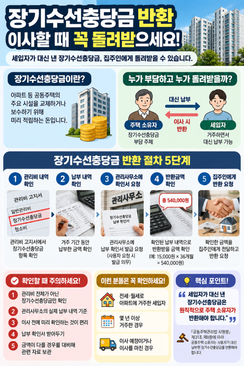 장기수선충당금 반환, 이사할 때 내가 낸 돈 돌려받는 방법