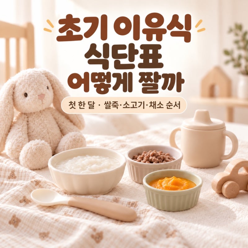 초기이유식 식단표 어떻게 짤까? 첫 한 달 쌀죽·소고기·채소 순서 (식단표 첨부)