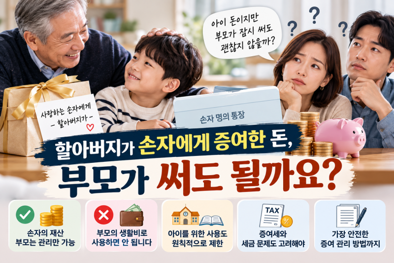 조부모가 손자에게 증여한 돈, 부모가 써도 될까요?