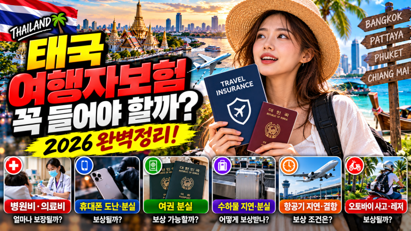 태국 여행자보험 꼭 들어야 할까?2026 태국 여행자보험 완벽정리｜병원비·휴대폰 도난·여권 ....