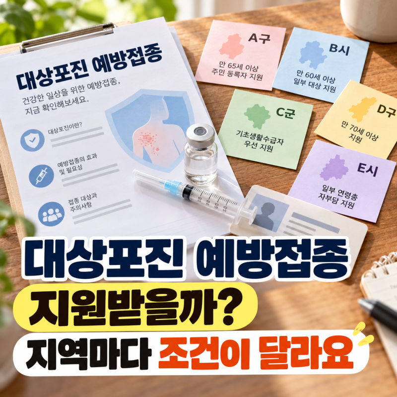 “대상포진 예방접종 지원받을까?” 지역마다 조건이 다릅니다