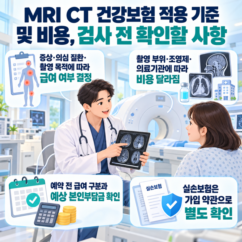MRI CT 건강보험 적용 기준 및 비용, 검사 전 확인할 사항
