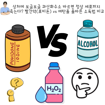 상처에 보글보글 과산화수소 바르면 정상 세포까지 죽는다? 빨간약(포비돈) vs 에탄올 올바른....