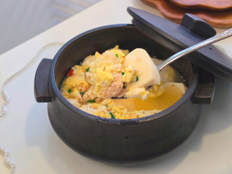 혼자 산다고 굶지 마세요! 5분 완성 순두부 계란탕 레시피, 명란은 필수