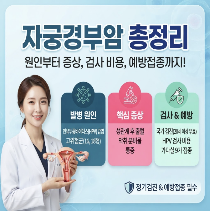 자궁경부암 증상부터 원인, 검사 방법 및 비용·예방접종 총정리