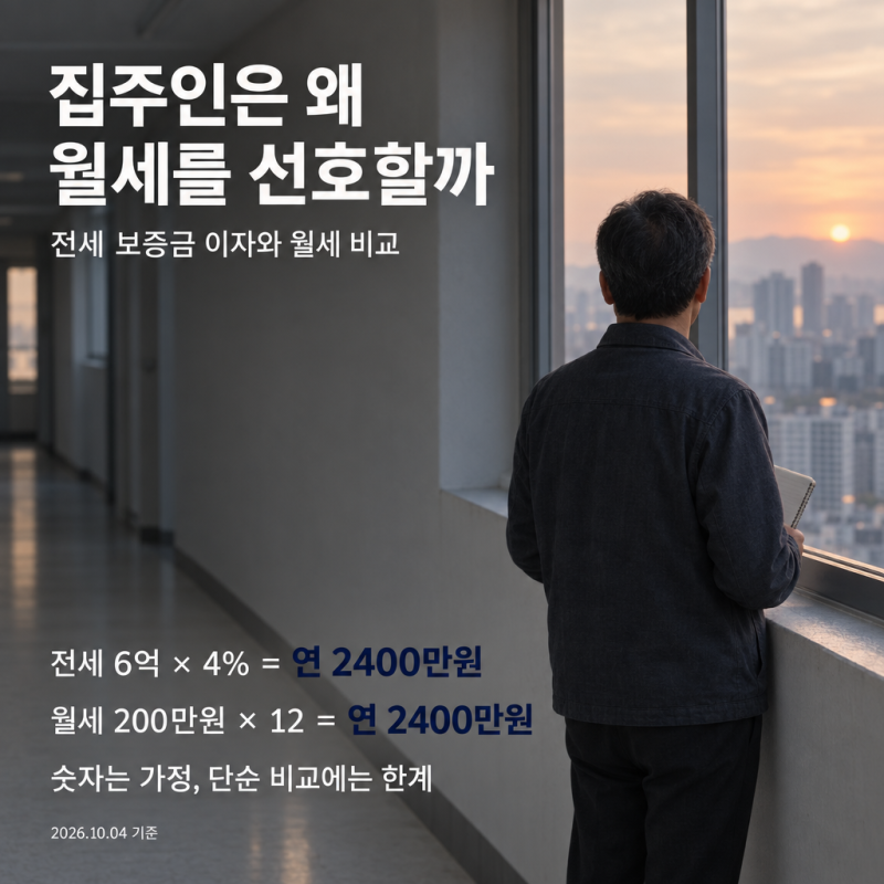 집주인은 왜 월세를 선호할까, 전세 보증금 이자와 월세 비교