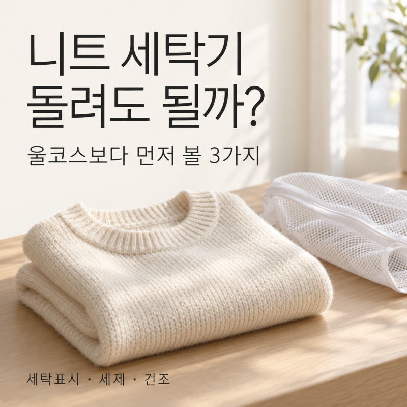 니트 세탁기에 돌려도 될까? 울코스 전에 확인할 세탁표시·세제·건조법