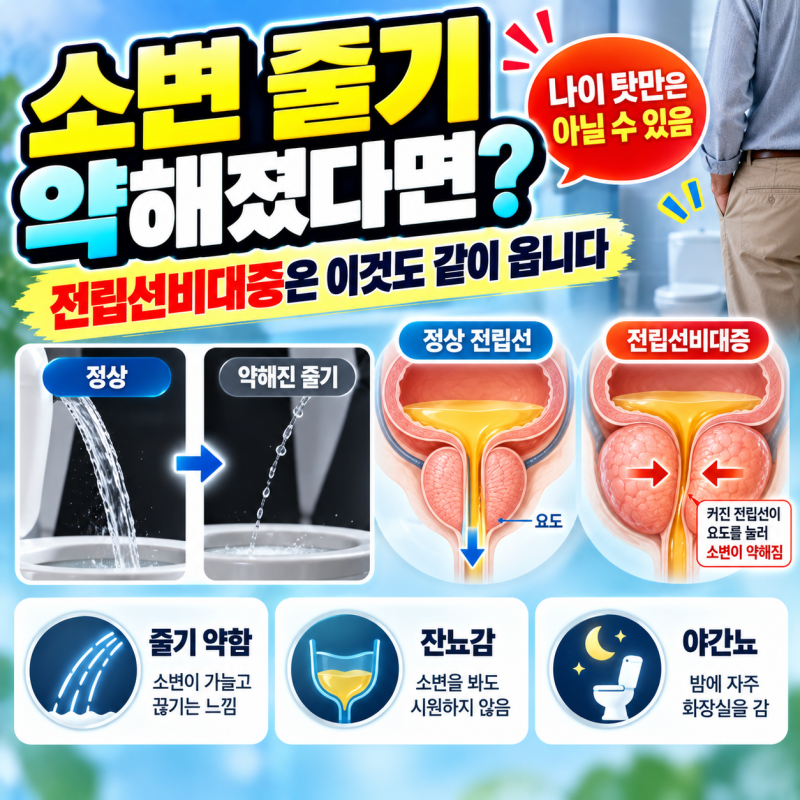 소변 줄기 약해졌는데 나이 탓일까? 전립선비대증은 ‘이 증상’이 같이 옵니다