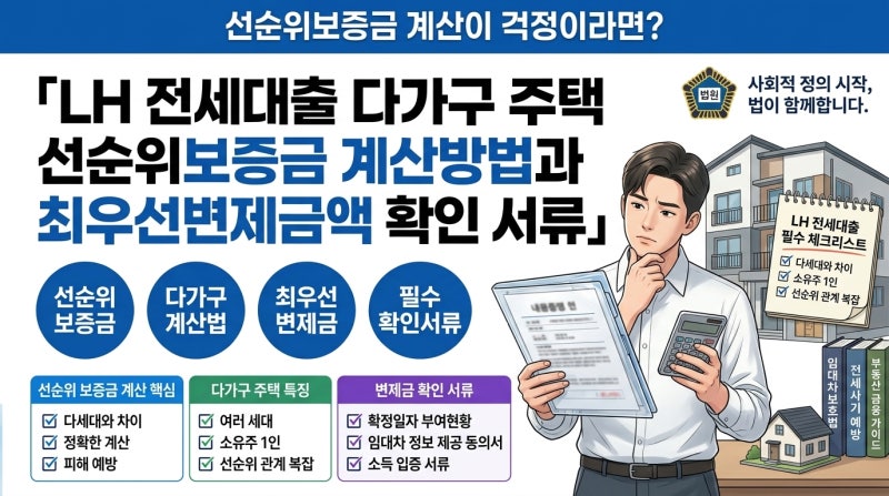 LH 전세대출 다가구 주택 선순위보증금 계산방법과 최우선변제금액 확인 서류
