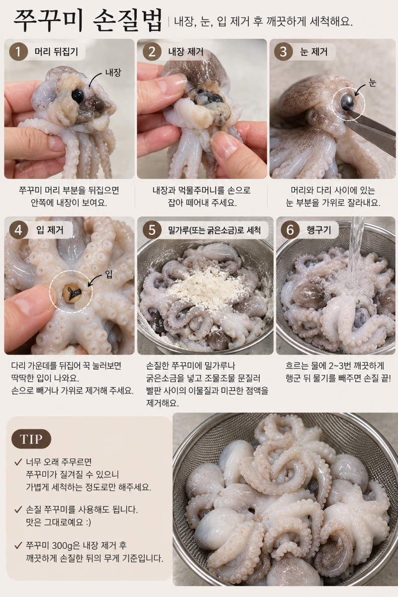 쭈꾸미볶음 황금레시피｜몇번 실패 후 정착한 앞다리살 넣은 양념장 비율 +쭈꾸미 손질법