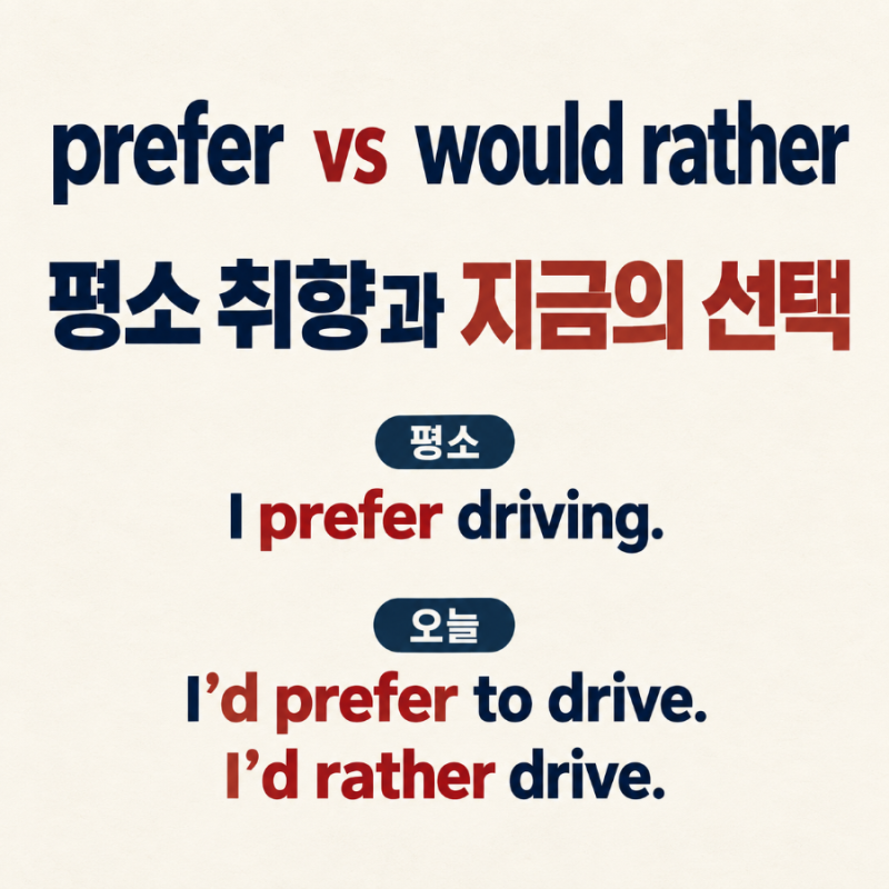 prefer와 would rather 차이, would prefer 뜻과 쓰임 쉽게 정리