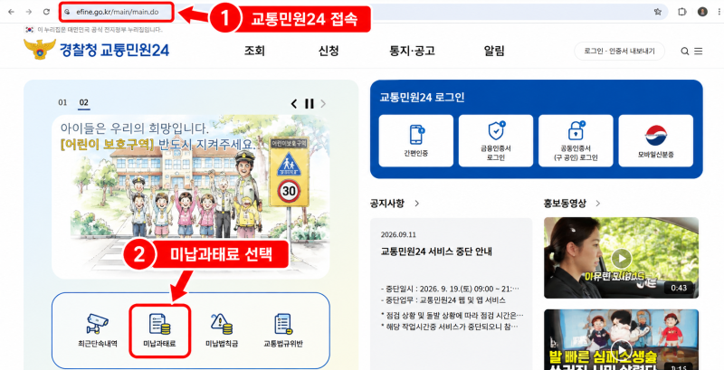 자동차 과태료 조회 방법, 경찰청 교통민원24에서 미납과태료 확인하기