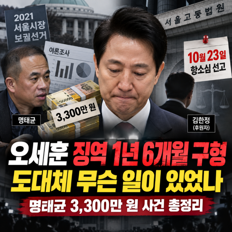 오세훈 징역 1년 6개월 구형, 서울시장직은 어떻게 되나? 명태균 3,300만원 사건 총정리