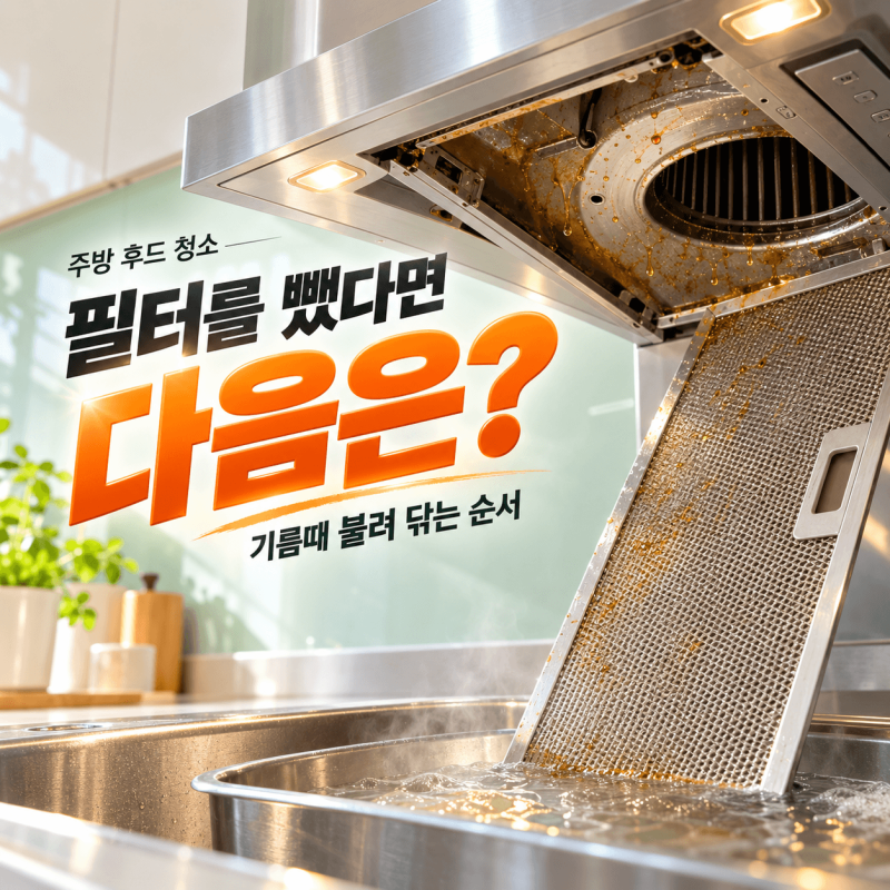 [주방 기름때 제거] 주방 후드 청소 방법, 필터부터 안쪽까지 기름때 불려 닦는 순서