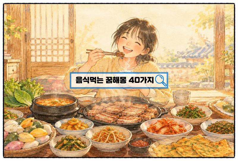 [무료꿈해몽] 음식 먹는 꿈해몽 40가지 총정리 (밥 먹는 꿈·고기 먹는 꿈·맛있게 먹는 꿈 재....