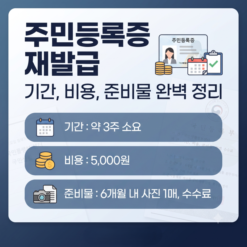 주민등록증 재발급 기간, 비용, 준비물 완벽 정리