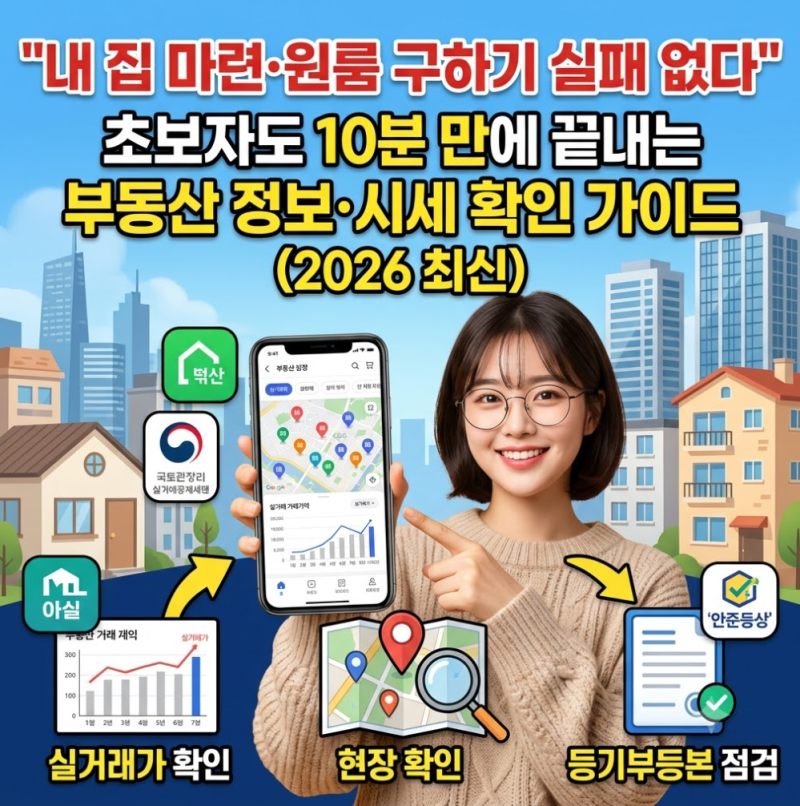 "내 집 마련·원룸 구하기 실패 없다" 초보자도 10분 만에 끝내는 부동산 정보·시세 확인 가이....