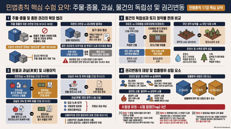 [행정사 민법총칙 17강] 종물의 효과·과실·권리변동 정리 (김중연/박문각)