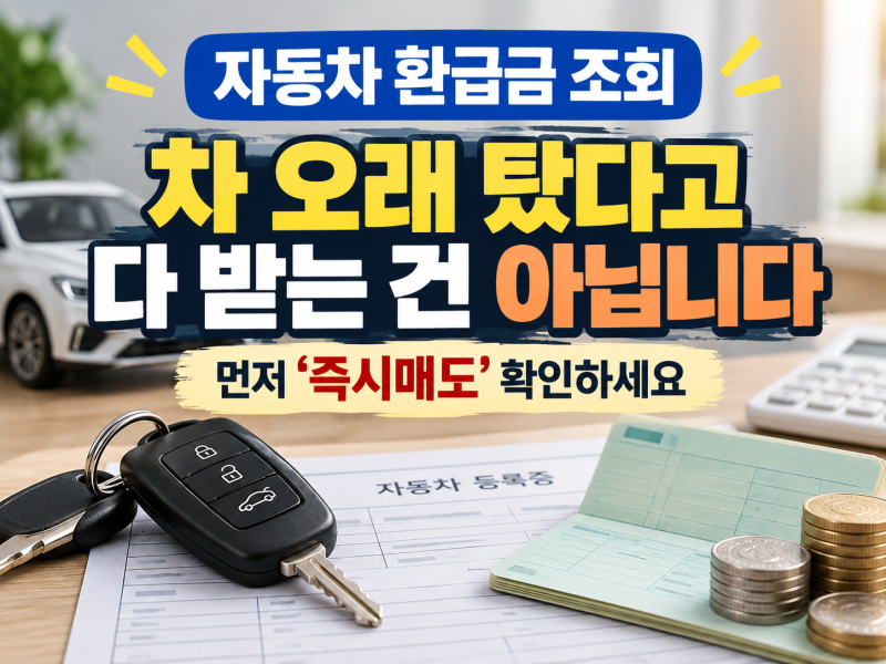 자동차 환급금 조회｜차 오래 탔다고 다 받는 건 아닙니다, 먼저 ‘즉시매도’ 확인하세요