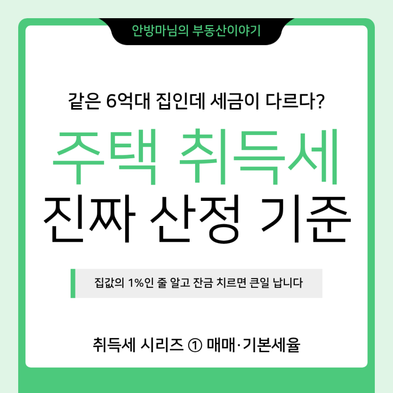 [취득세 시리즈①] 주택 취득세 계산법, 6억·9억 구간별 1~3% 세율 정리