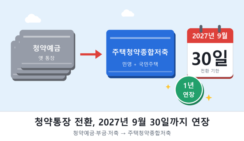 청약통장 전환 2027년 9월까지 연장, 주택청약종합저축 바꿔야 할까?