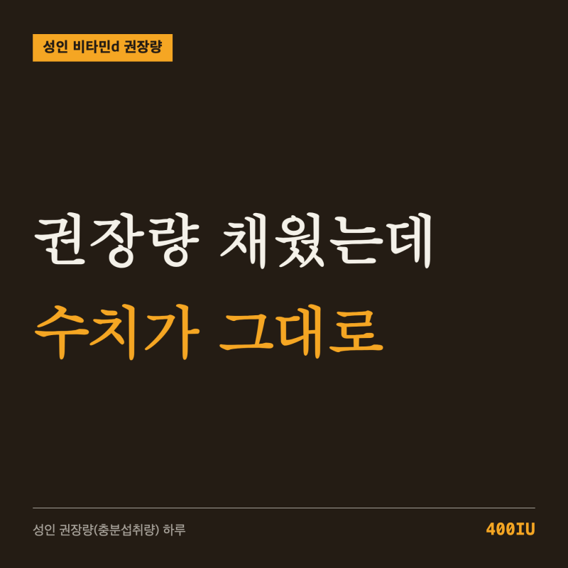 성인 비타민d 권장량만 채웠는데 수치가 그대로인 이유