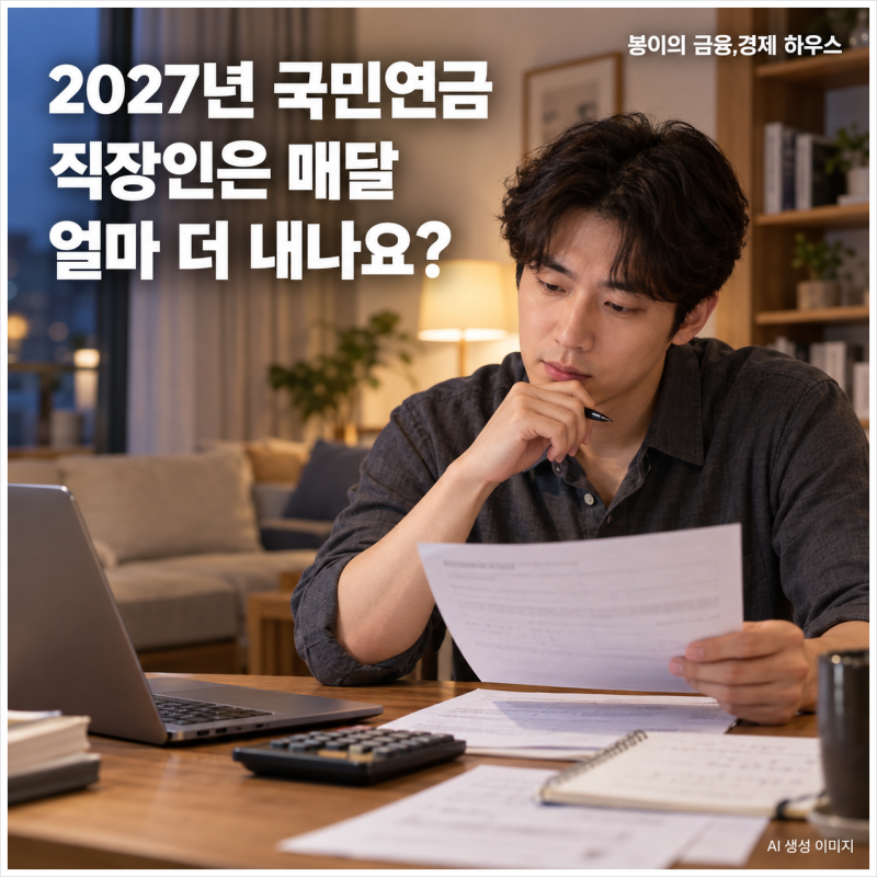 2027년 국민연금 보험료 인상, 직장인이 매달 더 내는 금액은?