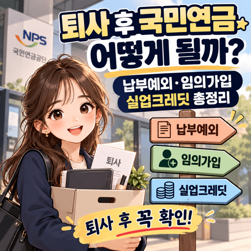 퇴사 후 국민연금은 어떻게 될까?｜납부예외·임의가입·실업크레딧 총정리