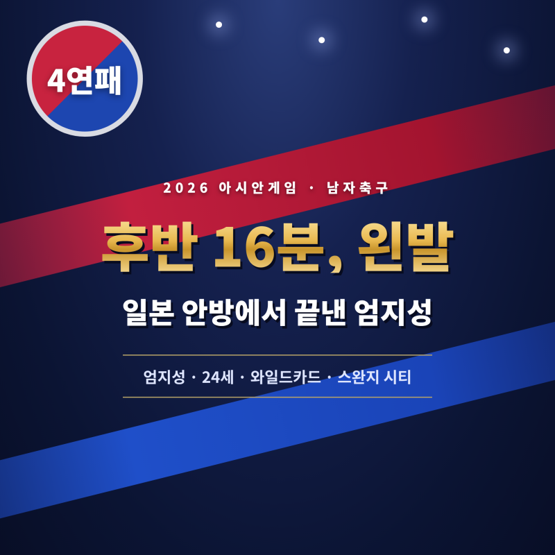 일본 안방, 후반 16분의 왼발…'와일드카드' 엄지성이 아시안게임 역사를 새로 썼다