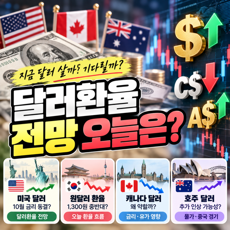 달러환율전망 오늘 원달러는? 미국 캐나다 호주 달러 환율 어디로 갈까