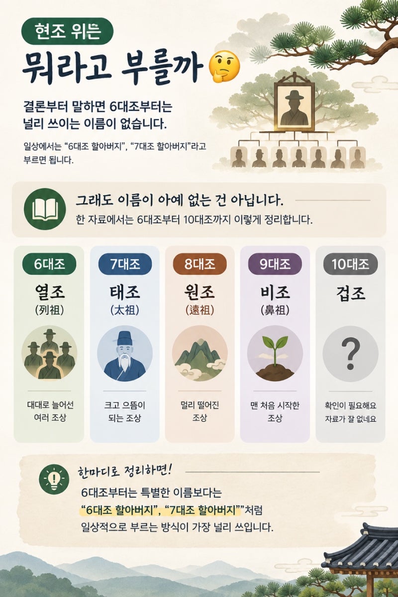 고조할아버지 위는? 현조 호칭 순서와 뜻 총정리