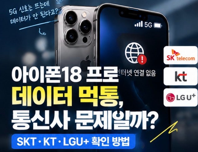 아이폰18 프로 데이터 먹통, 통신사 문제일까? SKT·KT·LGU+ 확인 방법