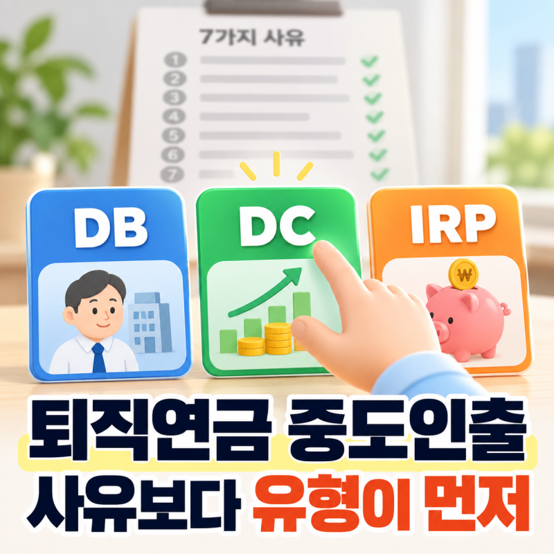 퇴직연금 중도인출, ‘7가지 사유’보다 먼저 볼 건 DB·DC·IRP입니다