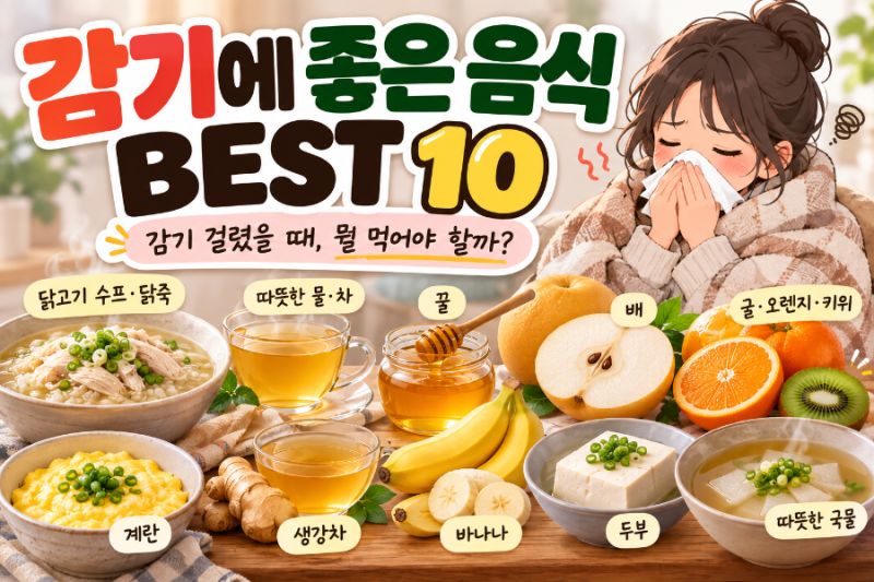 감기에 좋은 음식 10가지, 감기 걸렸을 때 뭘 먹어야 빨리 회복할까?