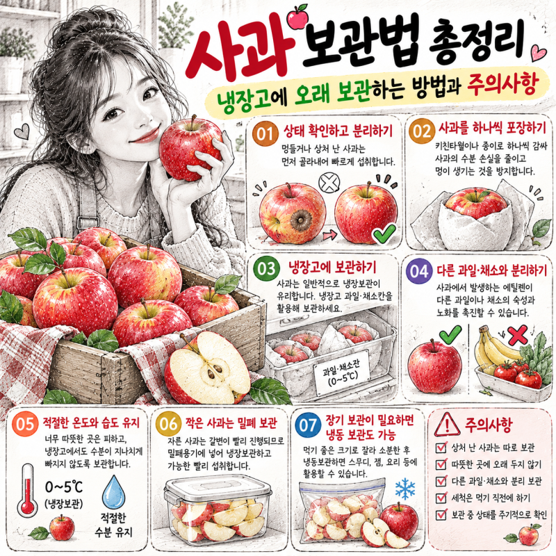 사과 보관법 총정리｜냉장고에 오래 보관하는 방법과 주의사항