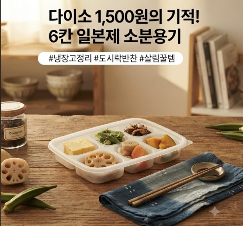 다이소에서 1,500원에? 일본제 반찬 6가지를 한 용기에 담는 소분용기
