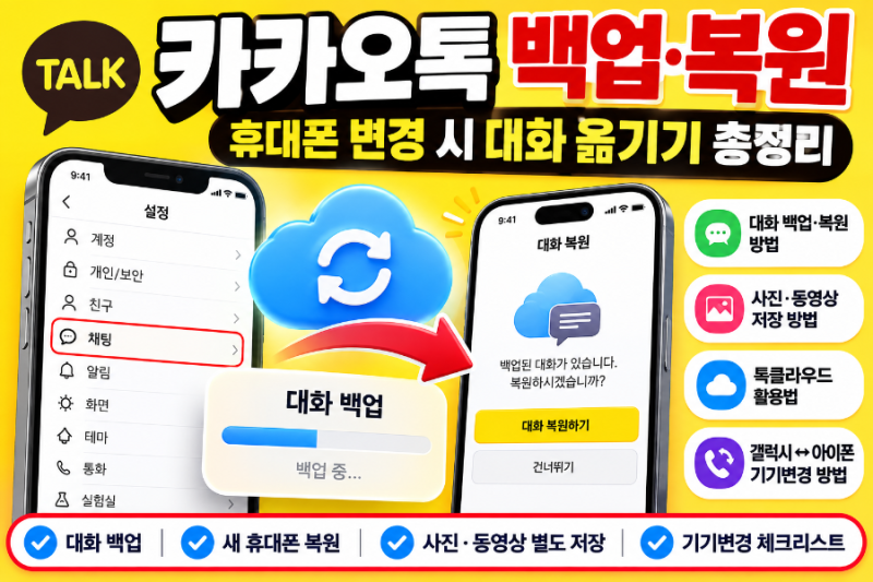 카카오톡 백업·복원 방법 총정리｜휴대폰 변경 시 대화 옮기기