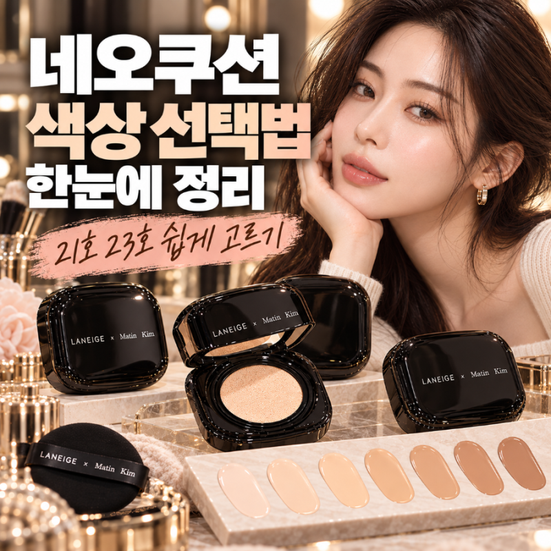 라네즈 마뗑킴 네오쿠션 색상 7가지, 21호 23호 고르는법