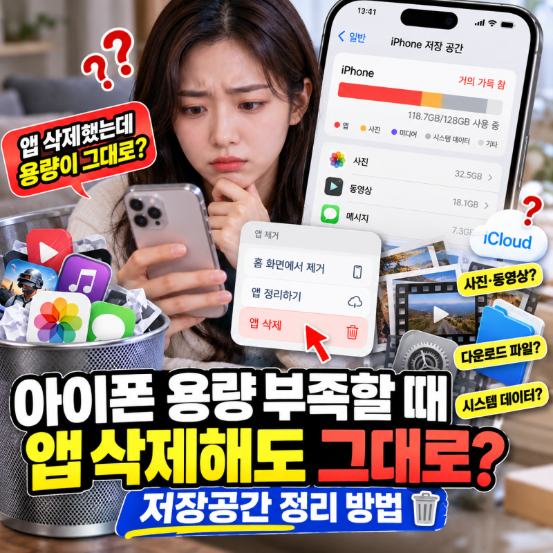 아이폰 용량 부족할 때 앱 삭제해도 그대로? 저장공간 정리 방법
