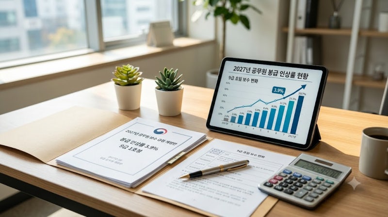 2027년 공무원 봉급 3.9% 인상확정! 9급 1호봉 실수령액과 300만 원의 진실