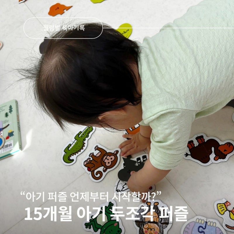 [육아] 아기 퍼즐 언제부터 시작할까? 15개월 아기 두조각 퍼즐 후기 (블루래빗, 애플비)