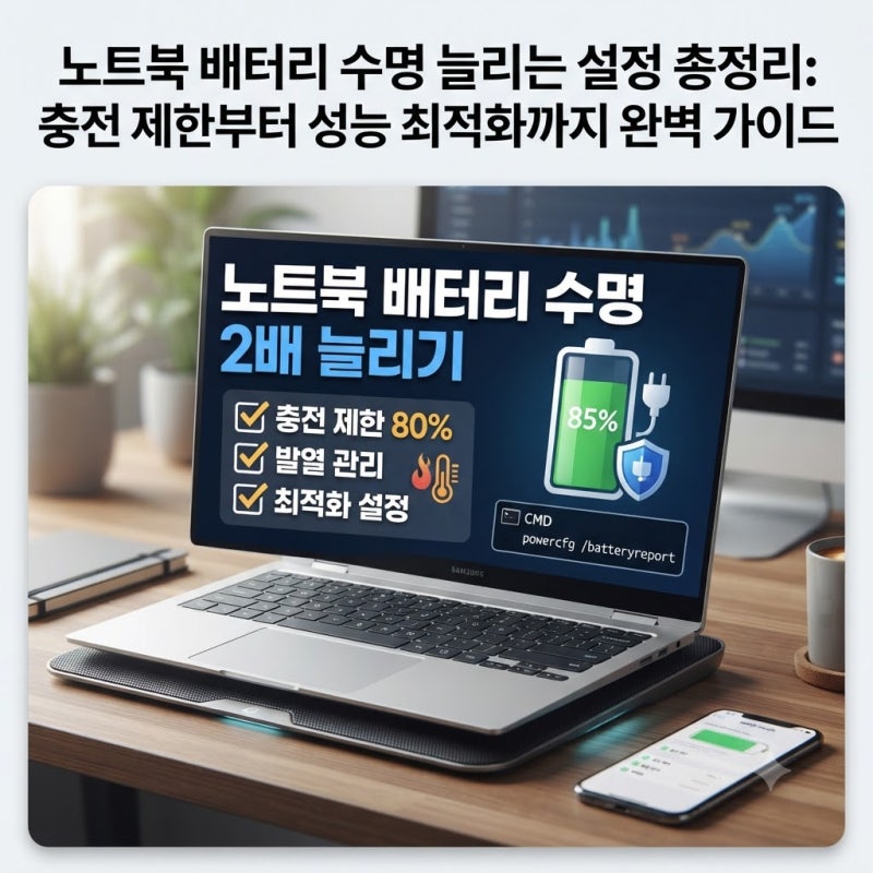 "충전기 꽂아두면 배터리 망가질까? 노트북 수명 2배 늘리는 확실한 설정법"