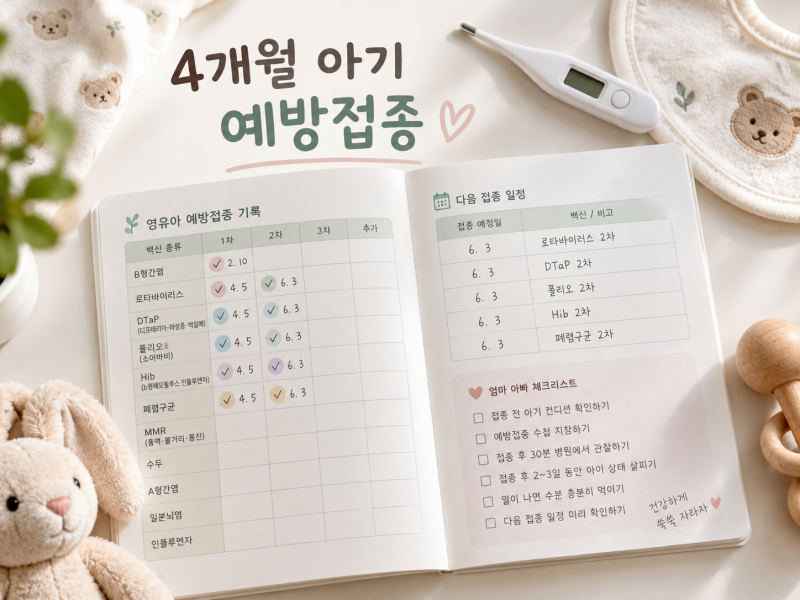 4개월 아기 예방접종 뭐 맞을까? 2차 접종 종류·로타바이러스까지