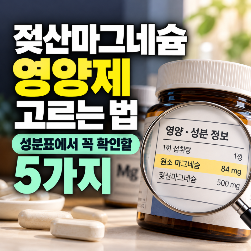 젖산마그네슘 영양제 고르는 법, 성분표에서 꼭 확인할 5가지