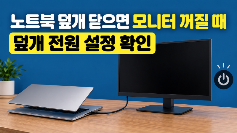 Windows 11 노트북 덮개 닫아도 외부 모니터 안꺼지게 전원 설정 바꾸는 방법