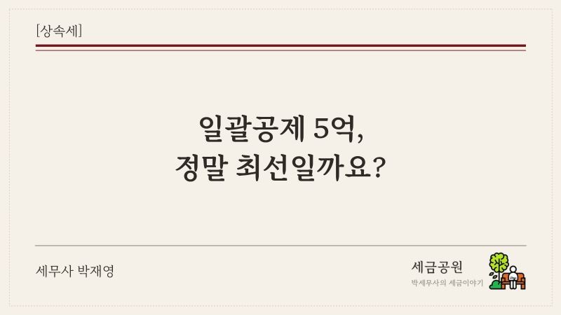 〔상속세 장애인공제〕 일괄공제 5억이 정답이 아닐 수 있습니다 - 노노상속과 장애인공제